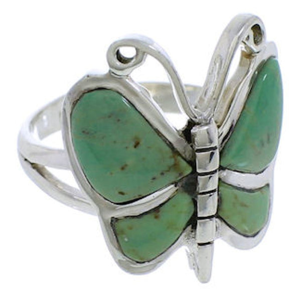 Genuine Sterling Silver Turquoise Butterfly Ring Size 5-1/4 UX33068