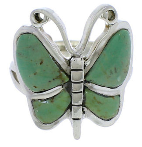 Genuine Sterling Silver Turquoise Butterfly Ring Size 5-1/4 UX33068