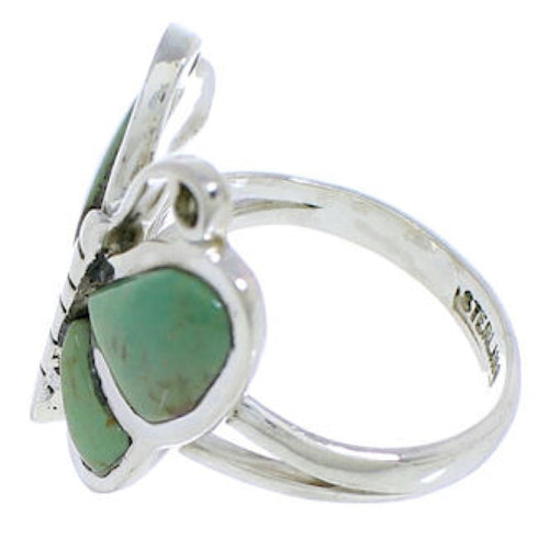 Genuine Sterling Silver Turquoise Butterfly Ring Size 5-1/4 UX33068