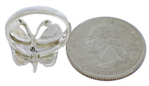 Genuine Sterling Silver Turquoise Butterfly Ring Size 5-1/4 UX33068