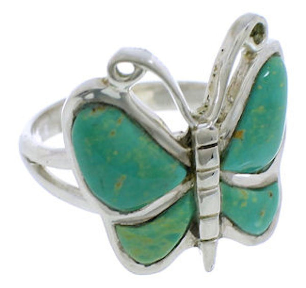 Turquoise Butterfly Jewelry Sterling Silver Ring Size 5-3/4 UX33085
