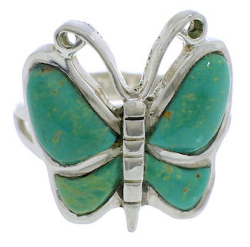 Turquoise Butterfly Jewelry Sterling Silver Ring Size 5-3/4 UX33085