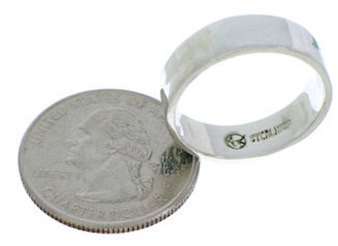 Turquoise Inlay Silver Bear Ring Band Size 6-3/4 UX32491