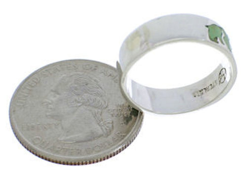 Turquoise Inlay Sterling Silver Bear Ring Band Size 5-1/2 UX32517