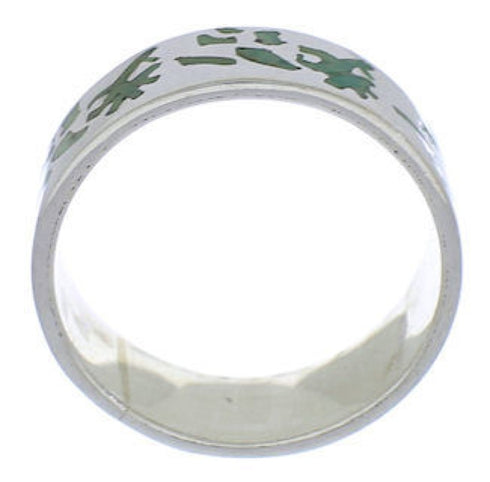 Turquoise Inlay Sterling Silver Kokopelli Ring Band Size 6-1/4 UX32609