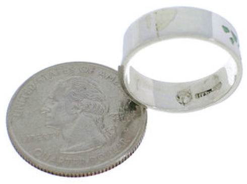 Turquoise Inlay Sterling Silver Kokopelli Ring Band Size 6-1/4 UX32609