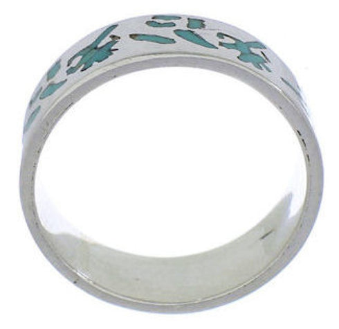 Turquoise Inlay Sterling Silver Kokopelli Ring Band Size 6 UX32617