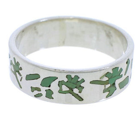 Turquoise Inlay Sterling Silver Kokopelli Ring Band Size 5-3/4 UX32622