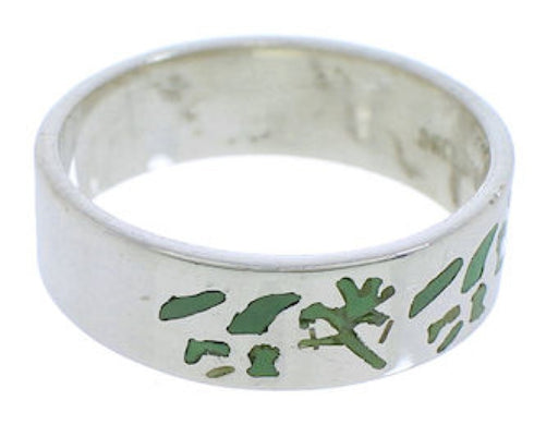 Turquoise Inlay Sterling Silver Kokopelli Ring Band Size 5-3/4 UX32622