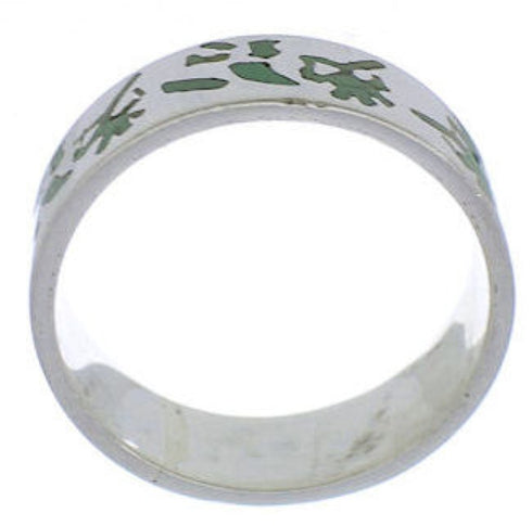 Turquoise Inlay Sterling Silver Kokopelli Ring Band Size 5-3/4 UX32622