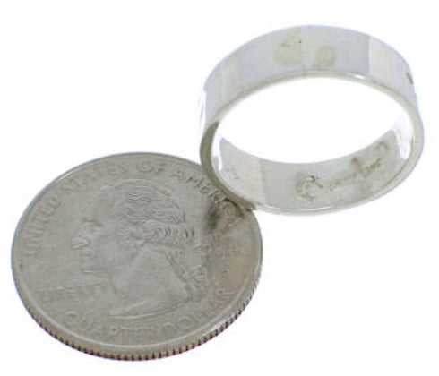 Turquoise Inlay Sterling Silver Kokopelli Ring Band Size 5-3/4 UX32622