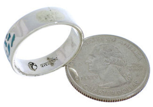 Turquoise Sterling Silver Kokopelli Ring Band Size 6-3/4 UX32640