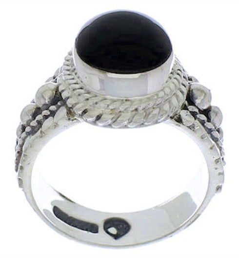 Jet And Genuine Sterling Silver Southwestern Ring Size 6 TX38889