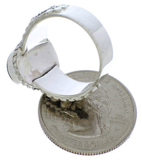 Jet And Southwestern Sterling Silver Ring Size 4-1/2 TX38888