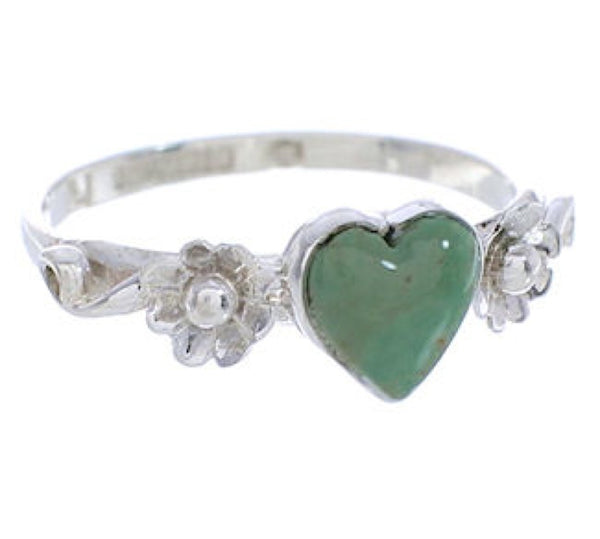 Genuine Sterling Silver Turquoise Flower Heart Ring Size 6-1/4 UX34921