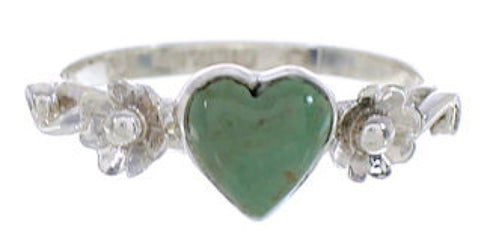 Genuine Sterling Silver Turquoise Flower Heart Ring Size 6-1/4 UX34921