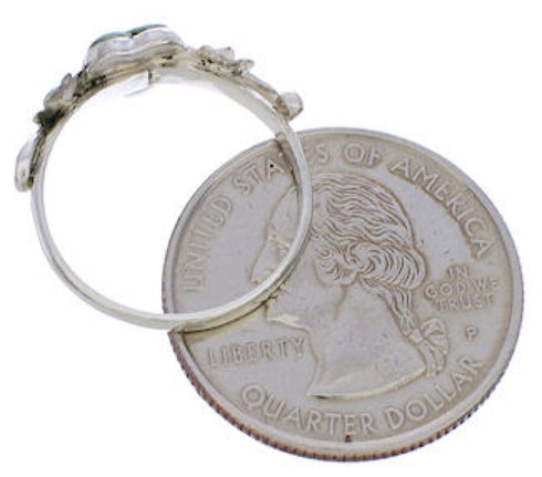 Genuine Sterling Silver Turquoise Flower Heart Ring Size 6-1/4 UX34921