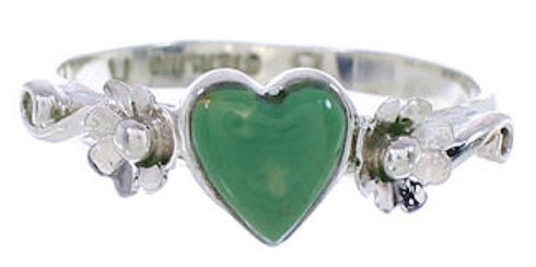 Silver And Turquoise Heart Flower Ring Size 5-1/4 UX34965