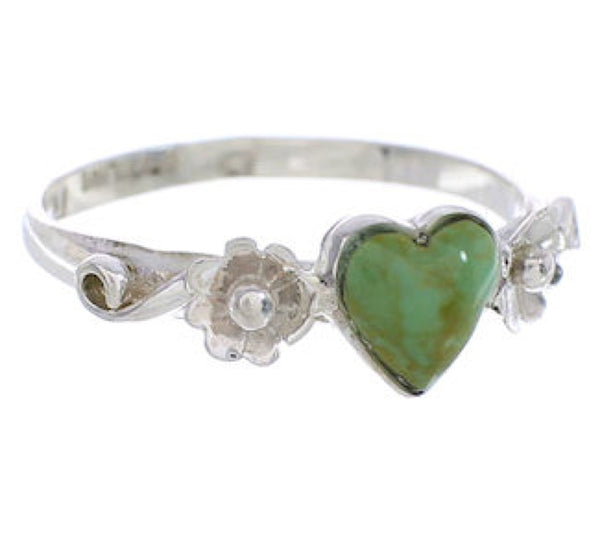 Authentic Silver Turquoise Flower Heart Ring Size 6-1/4 UX34980