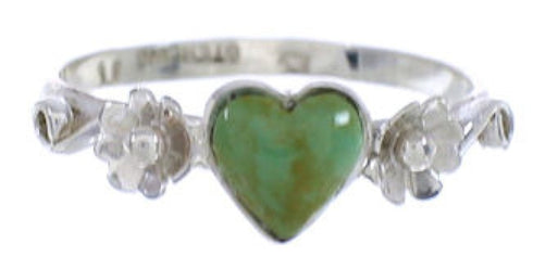 Authentic Silver Turquoise Flower Heart Ring Size 6-1/4 UX34980