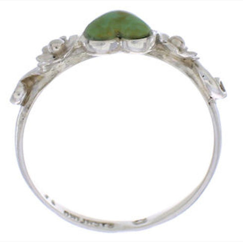 Authentic Silver Turquoise Flower Heart Ring Size 6-1/4 UX34980