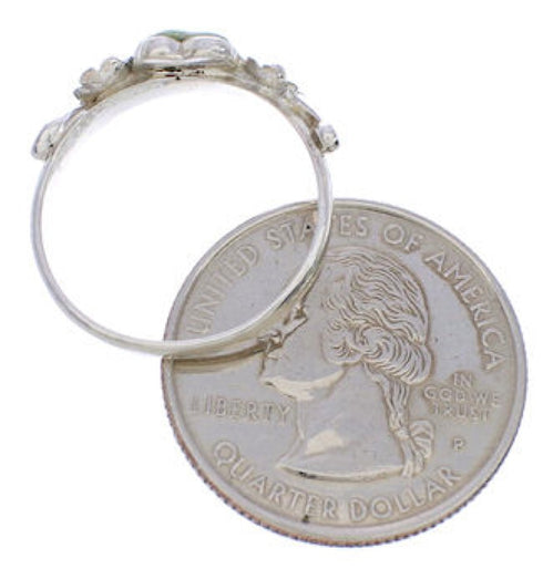 Authentic Silver Turquoise Flower Heart Ring Size 6-1/4 UX34980