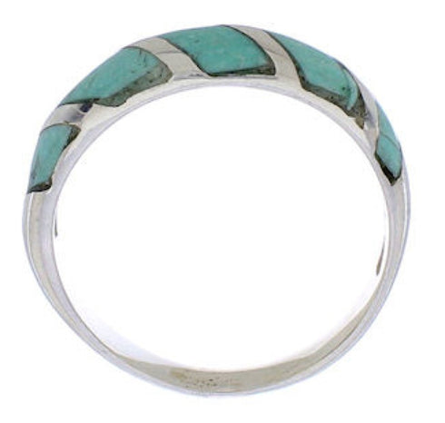 Silver And Turquoise Inlay Southwestern Ring Size 5-3/4 UX35069