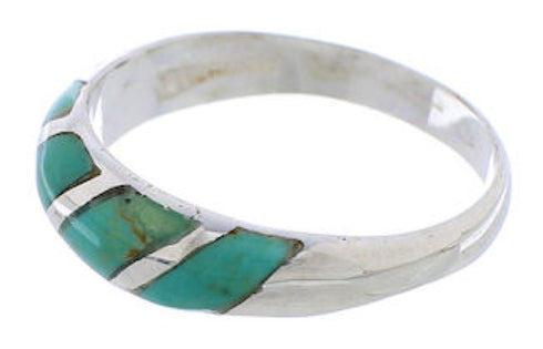 Southwest Sterling Silver Turquoise Inlay Ring Size 6-1/4 UX35106