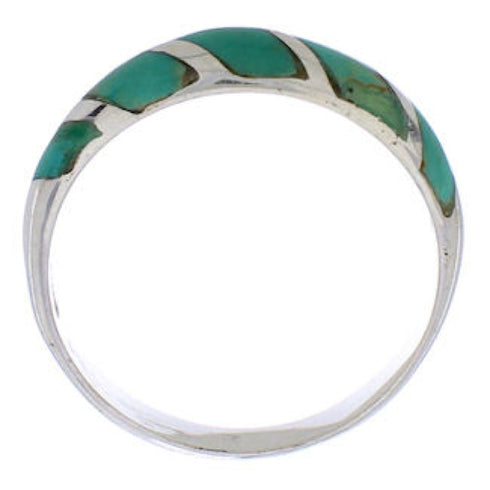 Southwest Sterling Silver Turquoise Inlay Ring Size 6-1/4 UX35106