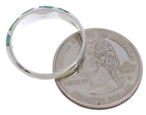 Southwest Sterling Silver Turquoise Inlay Ring Size 6-1/4 UX35106