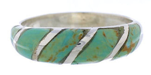 Silver And Turquoise Inlay Southwestern Ring Size 5-1/4 UX35113