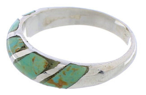 Silver And Turquoise Inlay Southwestern Ring Size 5-1/4 UX35113