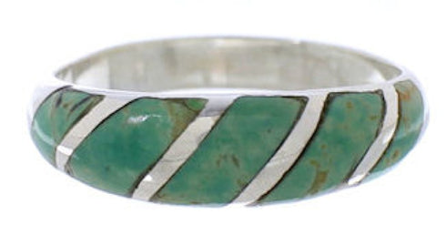 Genuine Sterling Silver Turquoise Inlay Ring Size 4-3/4 UX35135