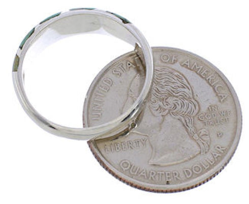 Genuine Sterling Silver Turquoise Inlay Ring Size 4-3/4 UX35135