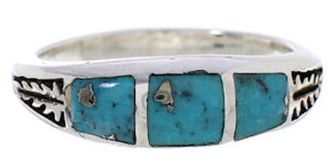 Authentic Sterling Silver Turquoise Inlay Ring Size 5-1/4 UX35158