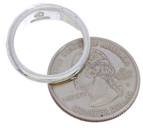 Authentic Sterling Silver Turquoise Inlay Ring Size 5-1/4 UX35158