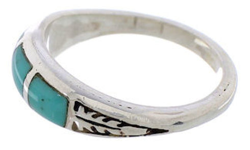 Southwestern Sterling Silver Turquoise Inlay Ring Size 5-1/4 UX35164