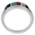 Southwestern Sterling Silver Multicolor Inlay Ring Size 4-3/4 UX35244
