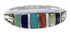 Southwestern Sterling Silver Multicolor Inlay Ring Size 7-1/4 UX35302