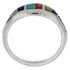 Southwestern Sterling Silver Multicolor Inlay Ring Size 7-1/4 UX35302