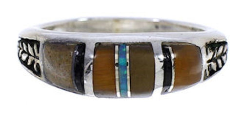 Authentic Sterling Silver Multicolor Inlay Ring Size 6-1/4 UX35315
