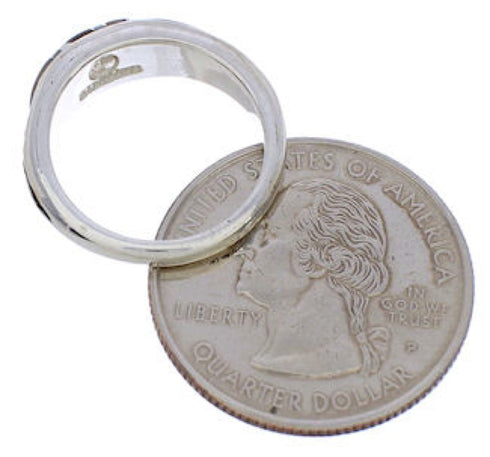 Genuine Sterling Silver Multicolor Inlay Ring Size 6-3/4 UX35317