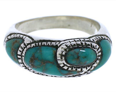 Sterling Silver Southwest Turquoise Inlay Ring Size 6-1/4 JX37215