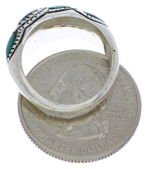 Sterling Silver Southwest Turquoise Inlay Ring Size 6-1/4 JX37215