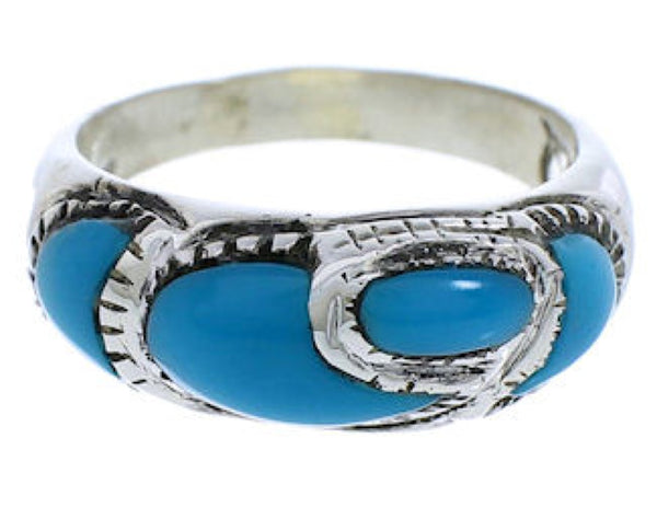 Southwest Sterling Silver Turquoise Inlay Ring Size 5-3/4 JX37293