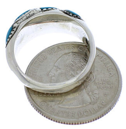 Southwest Sterling Silver Turquoise Inlay Ring Size 5-3/4 JX37293