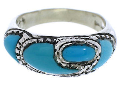 Sterling Silver Turquoise Southwest Inlay Ring Size 5-1/2 JX37337
