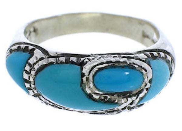 Authentic Southwest Sterling Silver Turquoise Ring Size 4-3/4 JX37349