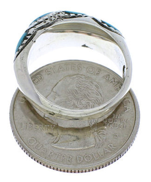 Authentic Southwest Sterling Silver Turquoise Ring Size 4-3/4 JX37349
