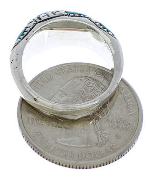 Southwest Sterling Silver And Turquoise Ring Size 4-3/4 JX37377